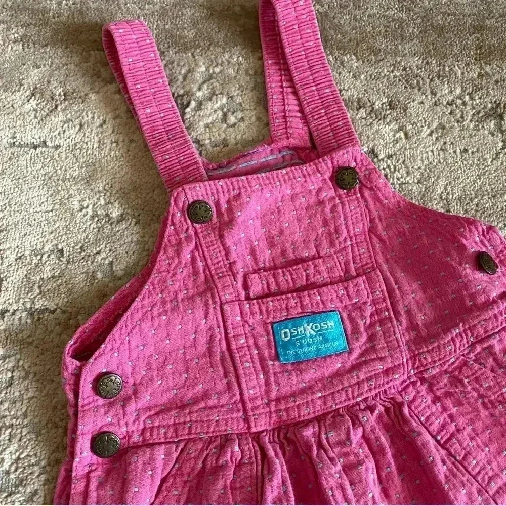 Oshkosh B’Gosh RARE Vintage Made in the USA Overalls Pink Polka Dot 100% Cotton